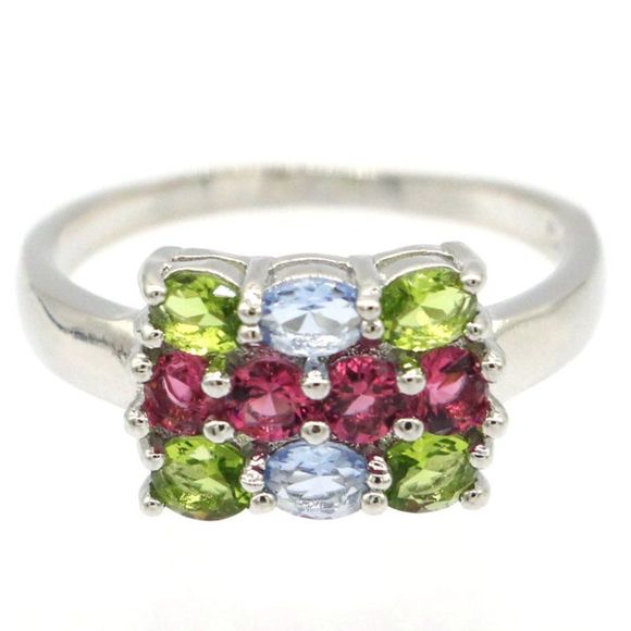 Peridot, Topaz & Tourmaline in a 925 SS Filled Ring (6) - Picture 2 of 10
